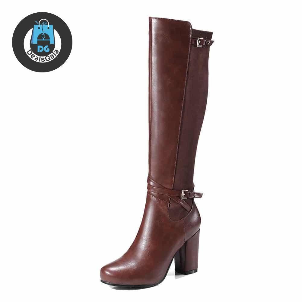 Karinluna high heels knee high boots woman shoes Shoes Women's Shoes Women's Boots cb5feb1b7314637725a2e7: Black|black with fur|Brown|brown with fur