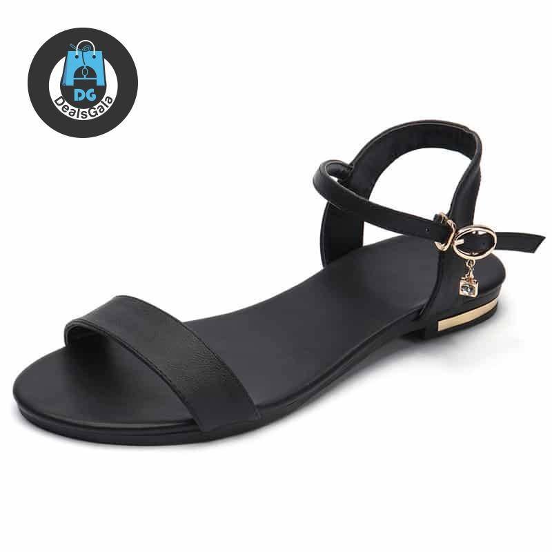 Genuine leather women sandals Shoes Women's Shoes cb5feb1b7314637725a2e7: Black|Gold (PU)|Gun color (PU)|White