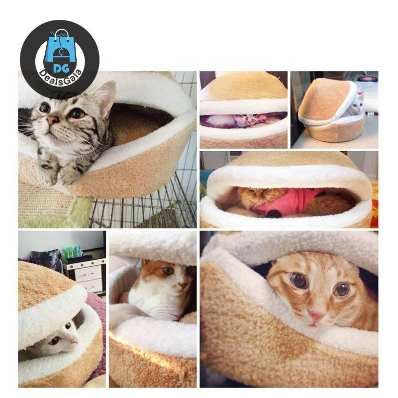 Warm Cat Bed House Hamburger Bed Pet supplies cb5feb1b7314637725a2e7: Button|Green|Light Yellow|Zipper