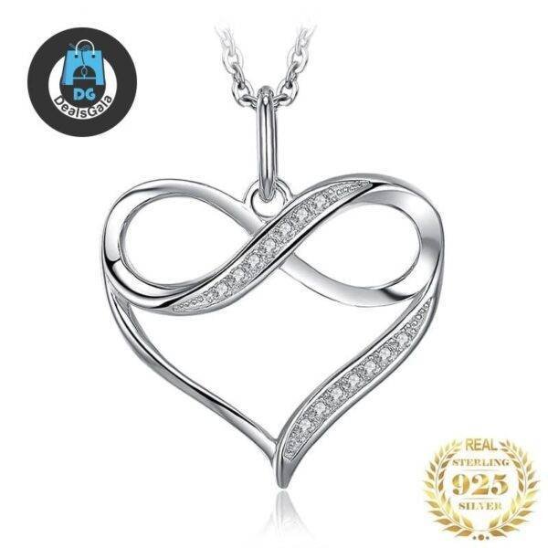Infinity Love Heart Silver Pendant Necklace Jewelry Necklace Metals Type: Silver