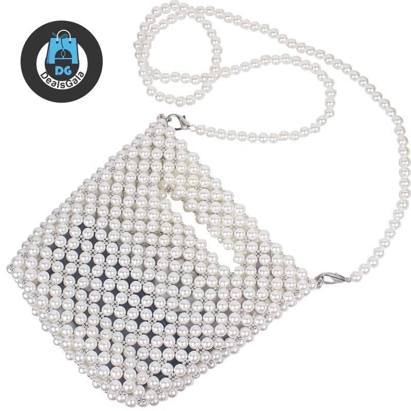 Women's Handmade Crossbody Bag with Pearls