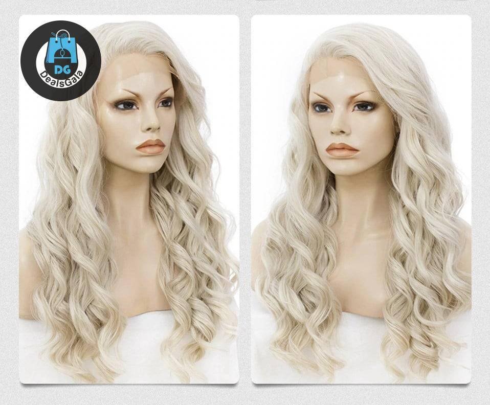Platinum Blonde Long Wavy Lace Synthetic Hair Wig Hair Care and Styling Hair Extensions and Wigs Synthetic Hair cb5feb1b7314637725a2e7: Ash Blonde