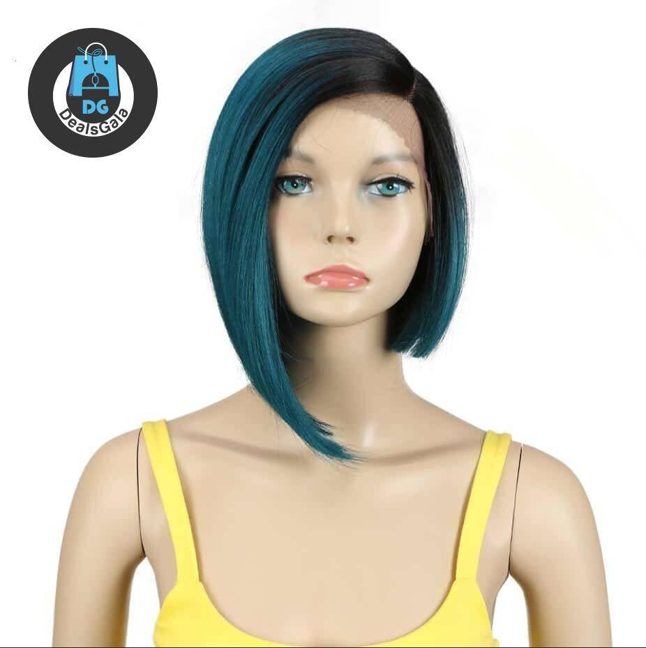 Asymmetric Ombre Short Straight Synthetic Hair Wig