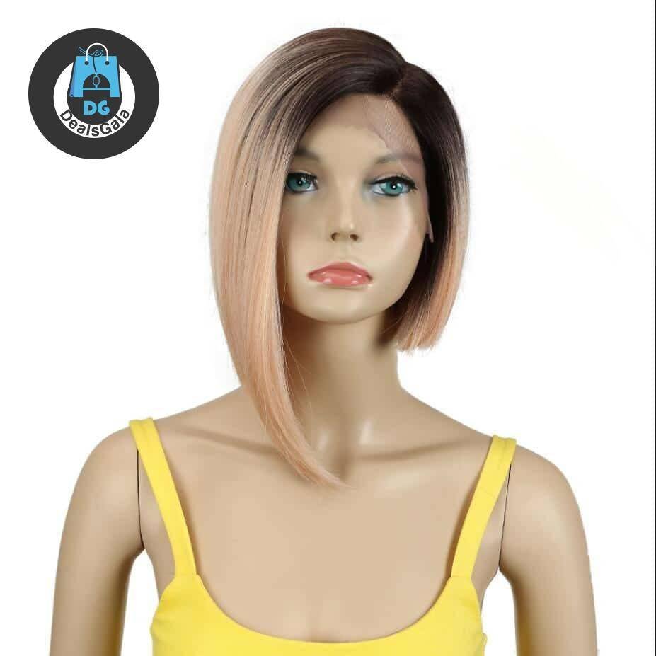 Asymmetric Ombre Short Straight Synthetic Hair Wig