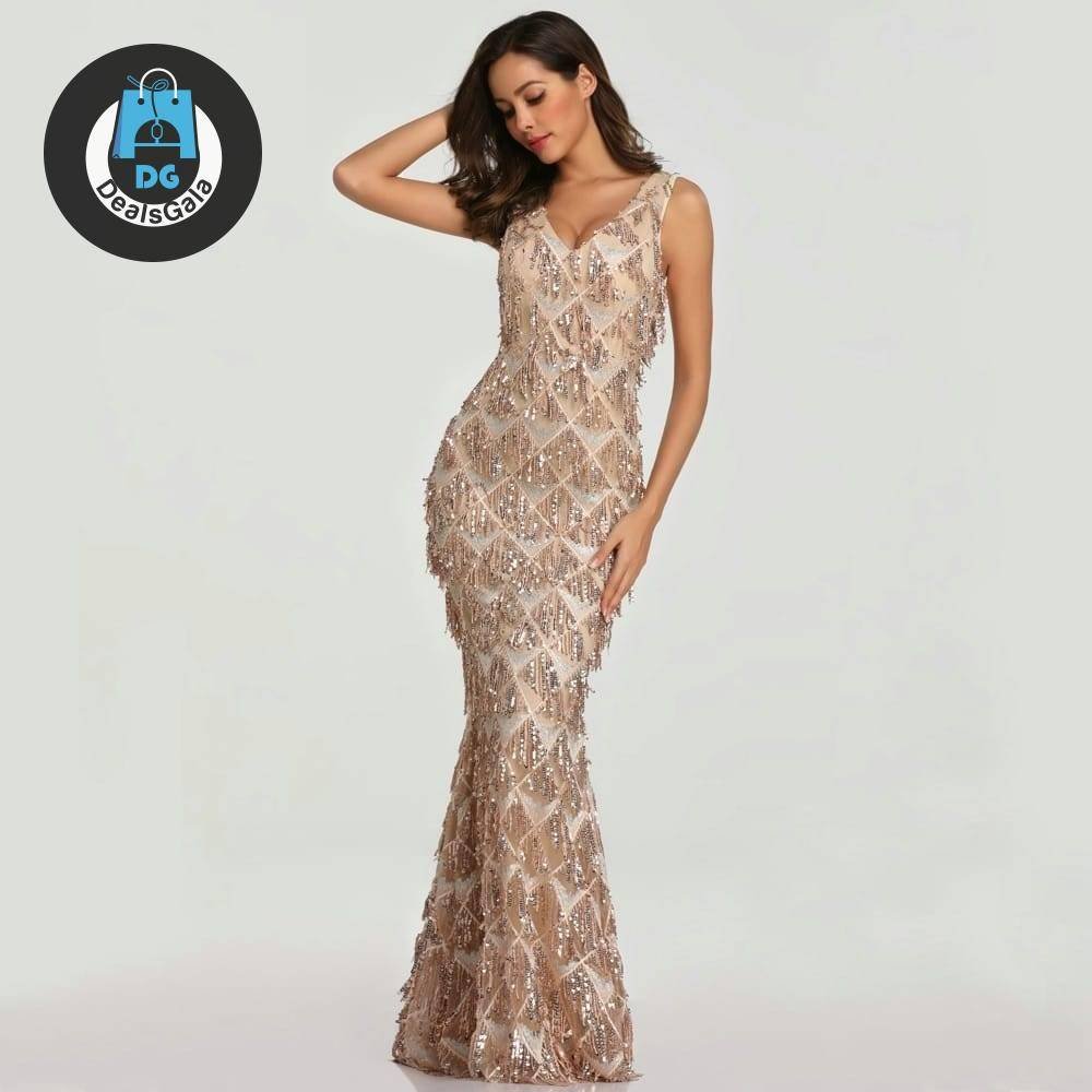 Elegant Long Sequined Dress for Women