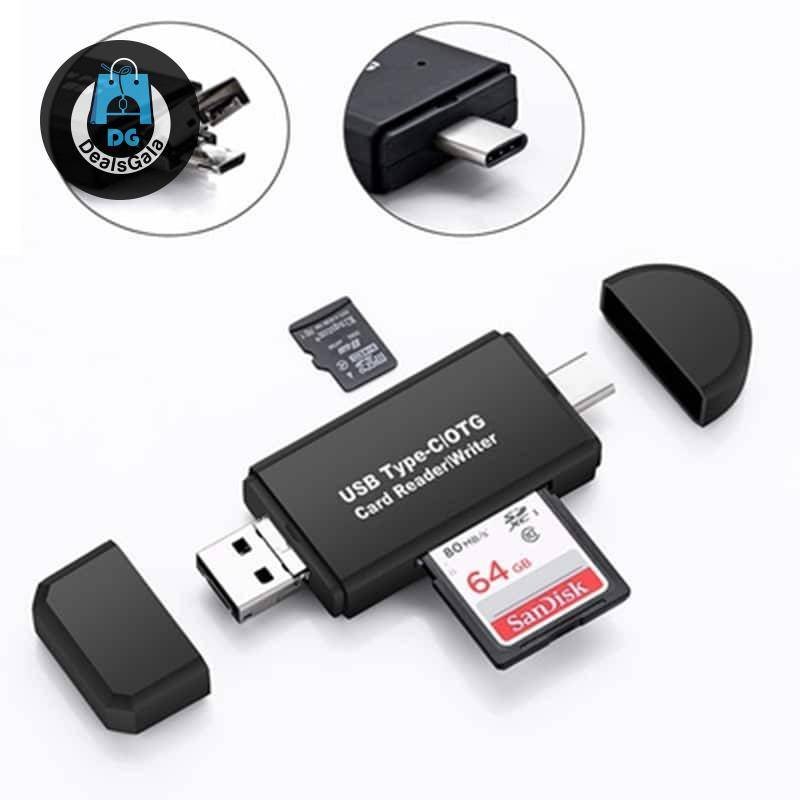Card Reader with USB Type-C and Micro USB Connectors Computers and Tablets External Storage USB Flash Drives cb5feb1b7314637725a2e7: Black