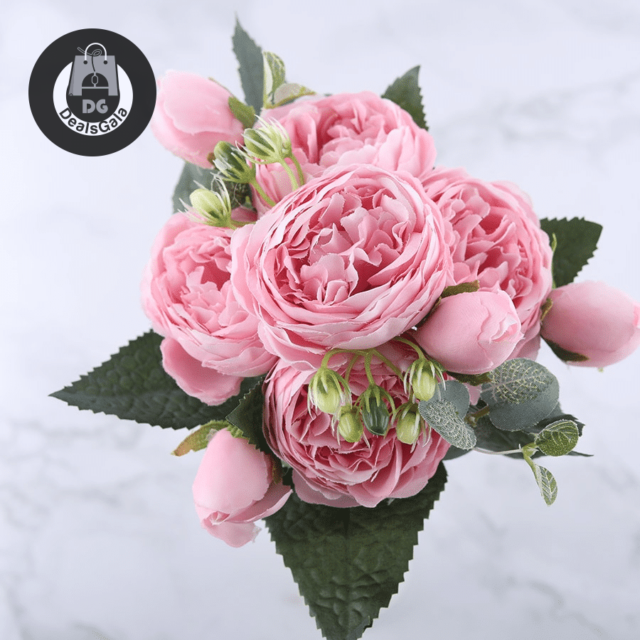 Pink Peony and Rose Home Decor Artificial Flowers Bouquet Home Equipment / Appliances cb5feb1b7314637725a2e7: Blue|pink|Pink Red|Purple|Red|White|Yellow