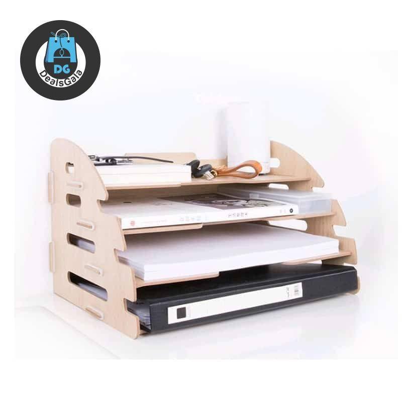 Wooden 4 Layers Office Document Tray Education and Office Supplies Type: Document Trays