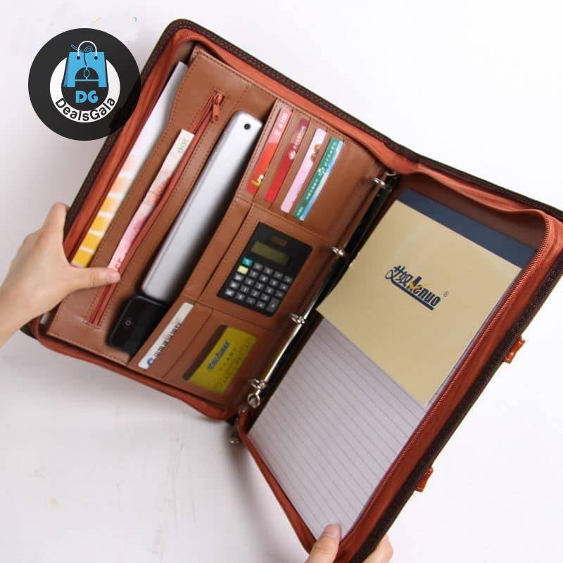 Leather Business Office Manager with Handle Education and Office Supplies cb5feb1b7314637725a2e7: Black|Brown