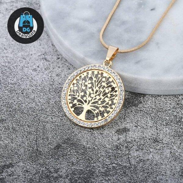 Women’s Tree Of Life Crystal Round Pendant Necklace Necklaces 8d255f28538fbae46aeae7: Gold Color|Rose Gold Color|Silver Color