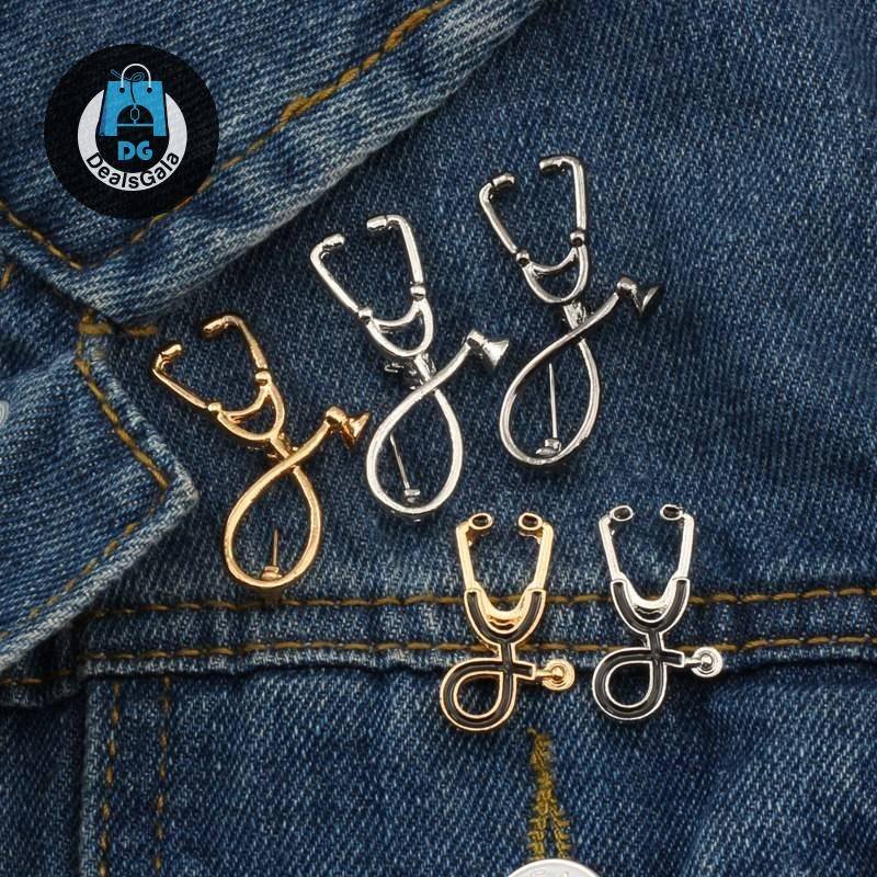 Cute Stethoscope Brooches for Doctor Brooches Jewelry Women Jewelry 8d255f28538fbae46aeae7: Gold|Golden|Gun Black|Silver