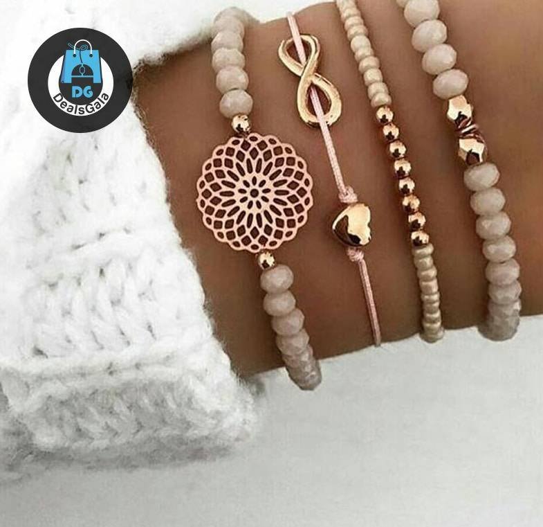 Women’s Boho Beaded Bracelets Set, 4 Pcs Bracelets and Bangles Jewelry Women Jewelry 8d255f28538fbae46aeae7: Gold