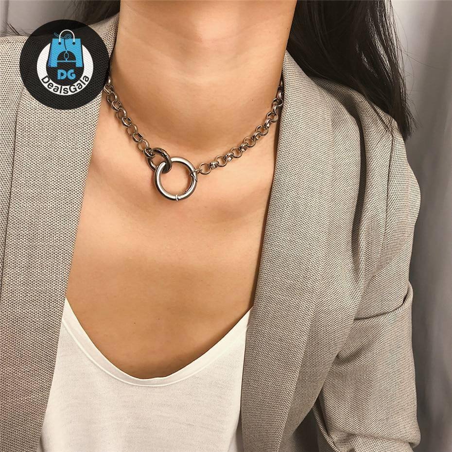 Choker Necklaces with Circle Shaped Pendants