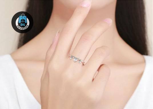 Women’s Silver Ring with Glittery Heart Pendants Jewelry Women Jewelry Rings 2ced06a52b7c24e002d45d: 5|6|7|8|9
