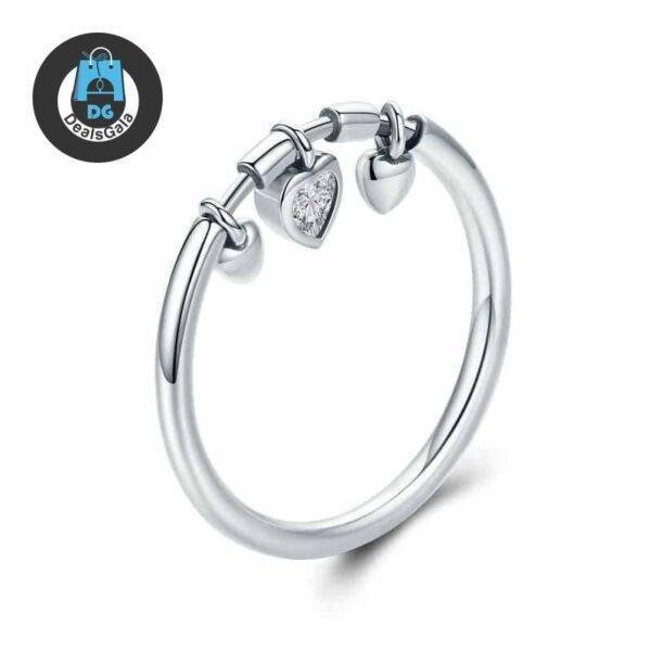Women’s Silver Ring with Glittery Heart Pendants Jewelry Women Jewelry Rings 2ced06a52b7c24e002d45d: 5|6|7|8|9 
