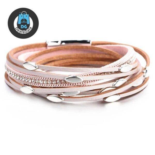 Women’s Boho Multilayered Wrap Bracelet Bracelets and Bangles Jewelry Women Jewelry 8d255f28538fbae46aeae7: Black|Brown|Gold|Gray|Pink|Red|Silver|White
