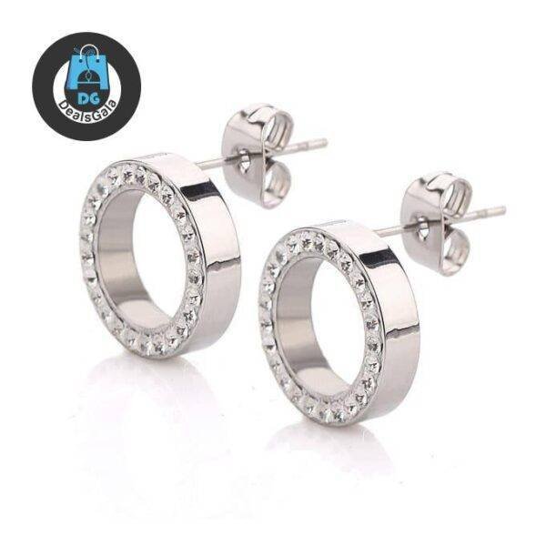 Round Crystal Stud Earrings Jewelry Women Jewelry Earrings 8d255f28538fbae46aeae7: Gold Color|Silver Color 