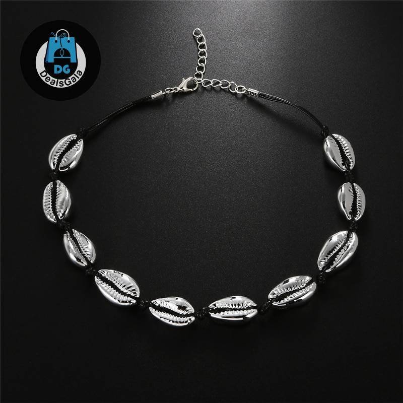 Natural Shell Choker Necklaces Necklaces Jewelry Women Jewelry 8d255f28538fbae46aeae7: Gold Shell Black|Gold Shell White|Sliver Shell Black|Sliver Shell White|White Shell Black|White Shell White