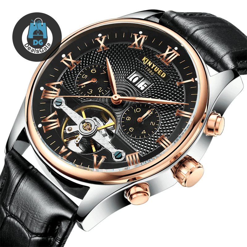 Beautiful Mechanical Wristwatches with Leather Strap Men's Watches cb5feb1b7314637725a2e7: Black with gift box|Brown with gift box