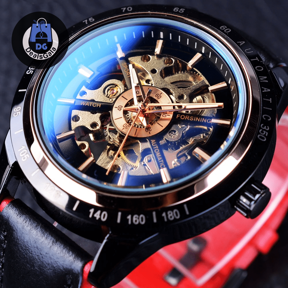 Waterproof Mechanical Wristwatches with Transparent Case Men's Watches cb5feb1b7314637725a2e7: Black red|Blue|White|White / Black