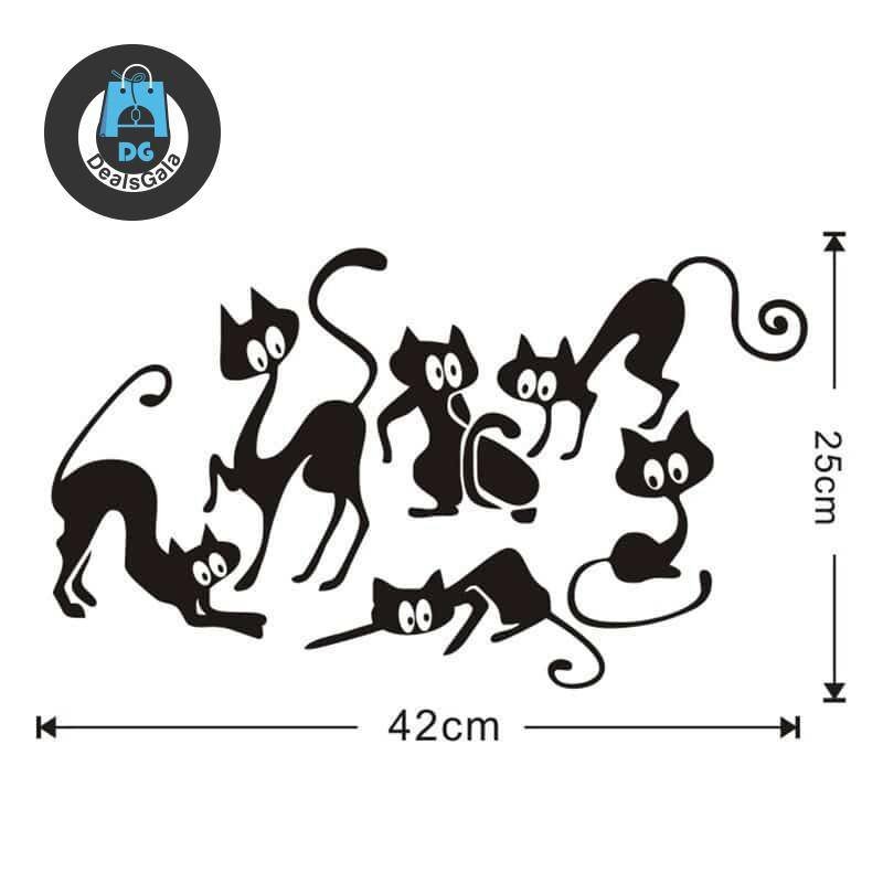 Cartoon Black Cats Wall Sticker