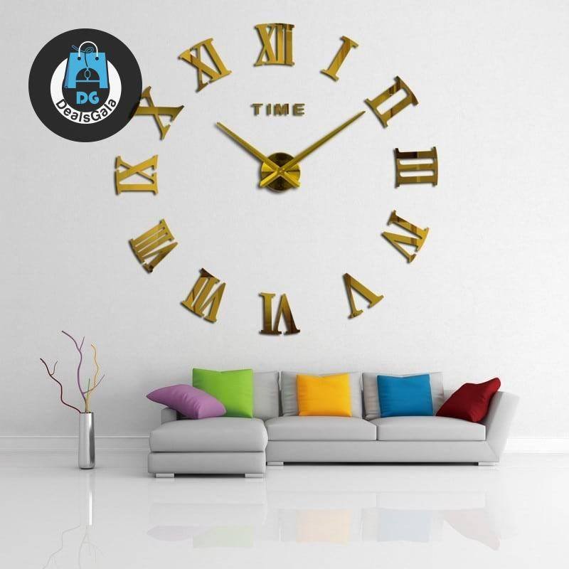 Big Size DIY Roman Numerals Mirror Wall Clock Home Equipment / Appliances Clocks cb5feb1b7314637725a2e7: Black|Blue|Chocolate|Dark gray|Gold|Red|silver|Sky blue|White