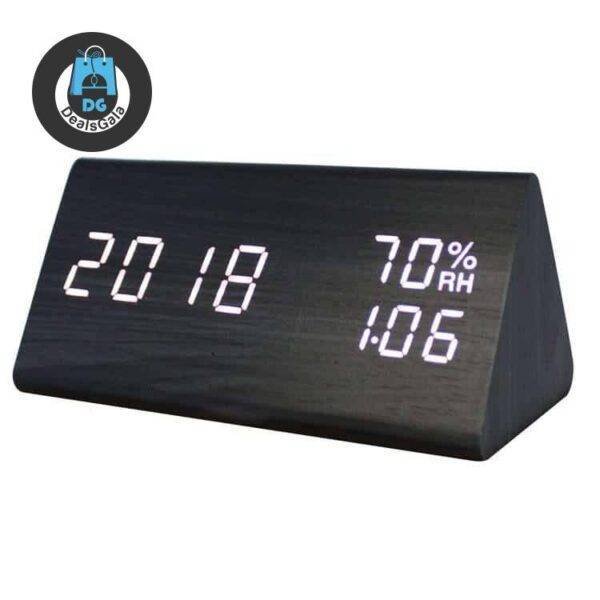 Digital Alarm Clock with Temperature and Humidity Meters Home Equipment / Appliances Clocks cb5feb1b7314637725a2e7: A|B|C|D