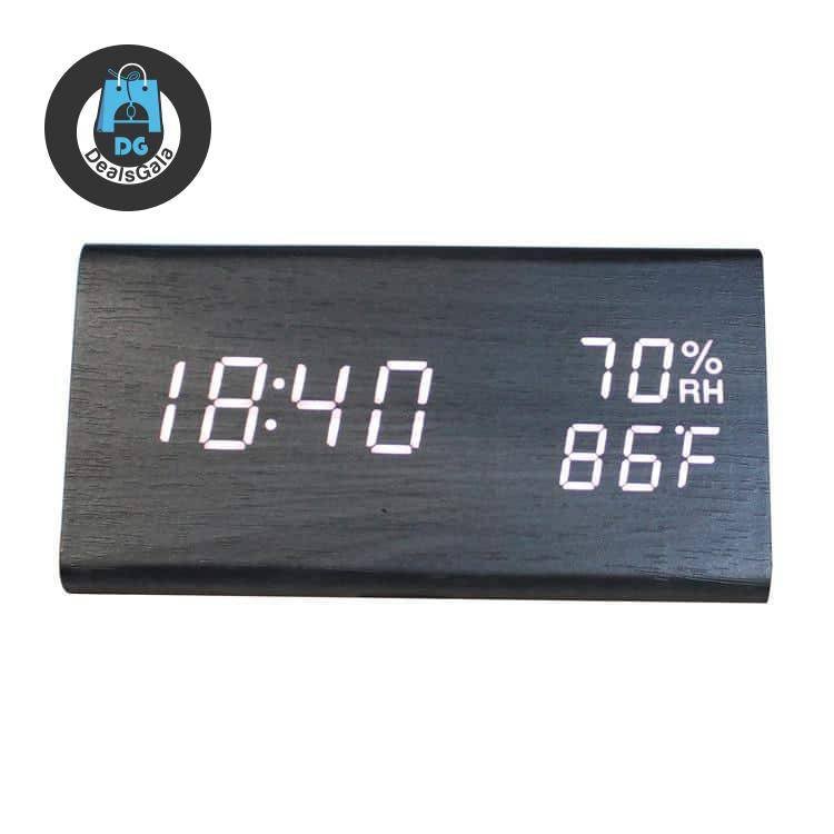Digital Alarm Clock with Temperature and Humidity Meters Home Equipment / Appliances Clocks cb5feb1b7314637725a2e7: A|B|C|D