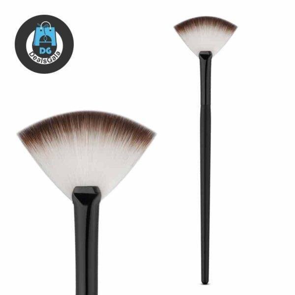 Fan Shaped Powder Brush Beauty and Health Makeup a4a8fbf9f14b58bf488819: Black