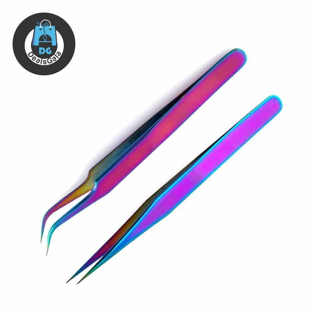 Stainless Steel Eyelash Tweezer Beauty and Health Makeup cb5feb1b7314637725a2e7: Curved|Straight