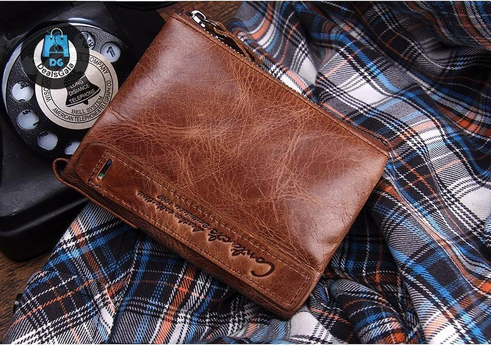 Men's Leather Wallet with Zipper