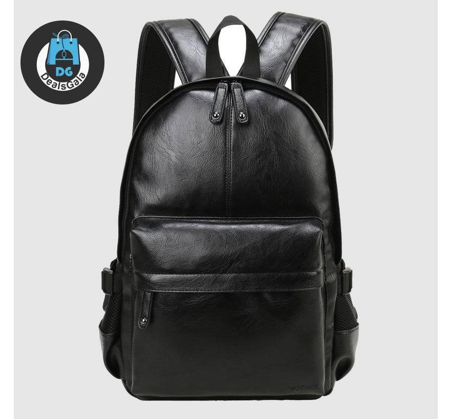 Men’s Solid Color Eco-Leather Backpack Men's Bags Women's Bags Women Backpacks cb5feb1b7314637725a2e7: Black|Chocolate