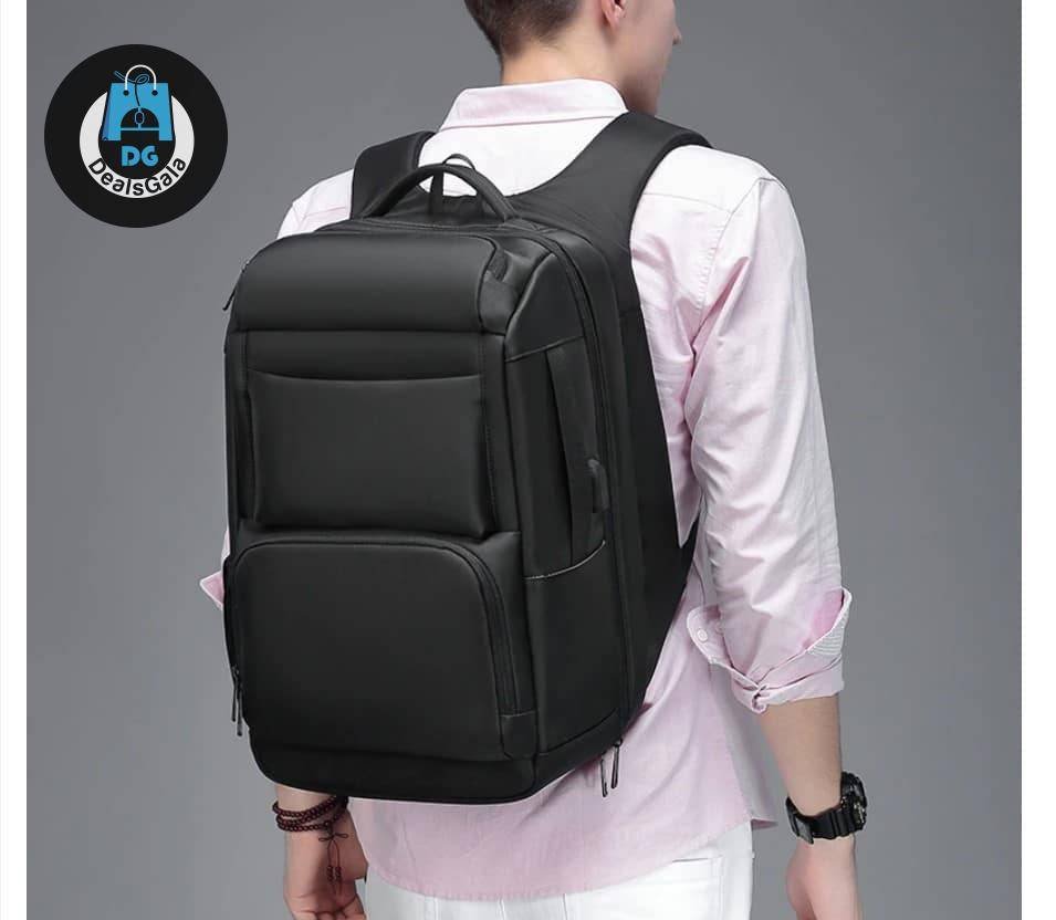 Men's Solid Black Design Large Capacity USB Backpack