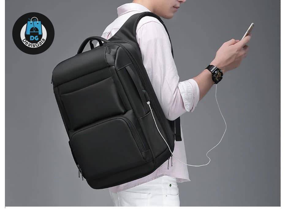 Men's Solid Black Design Large Capacity USB Backpack