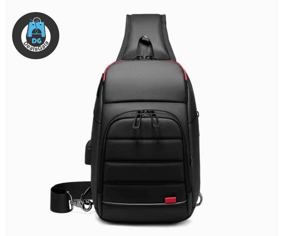 Men's Solid Black One Shoulder Backpack