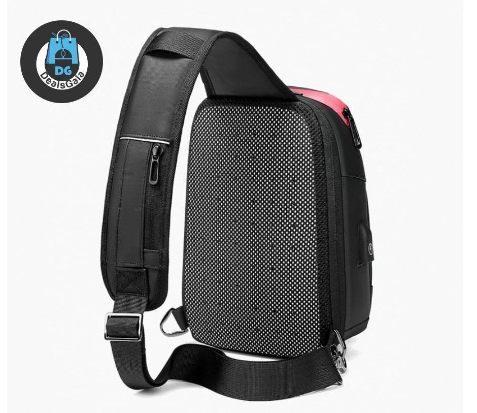 Men's Solid Black One Shoulder Backpack