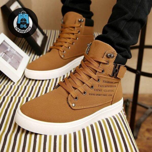 Stylish Lace-Up Ankle Boots Shoes Men's Shoes cb5feb1b7314637725a2e7: Black|Black Cotton|black2|Brown|Brown Cotton|Green|Grey|Grey Cotton|khaki|Khaki Cotton