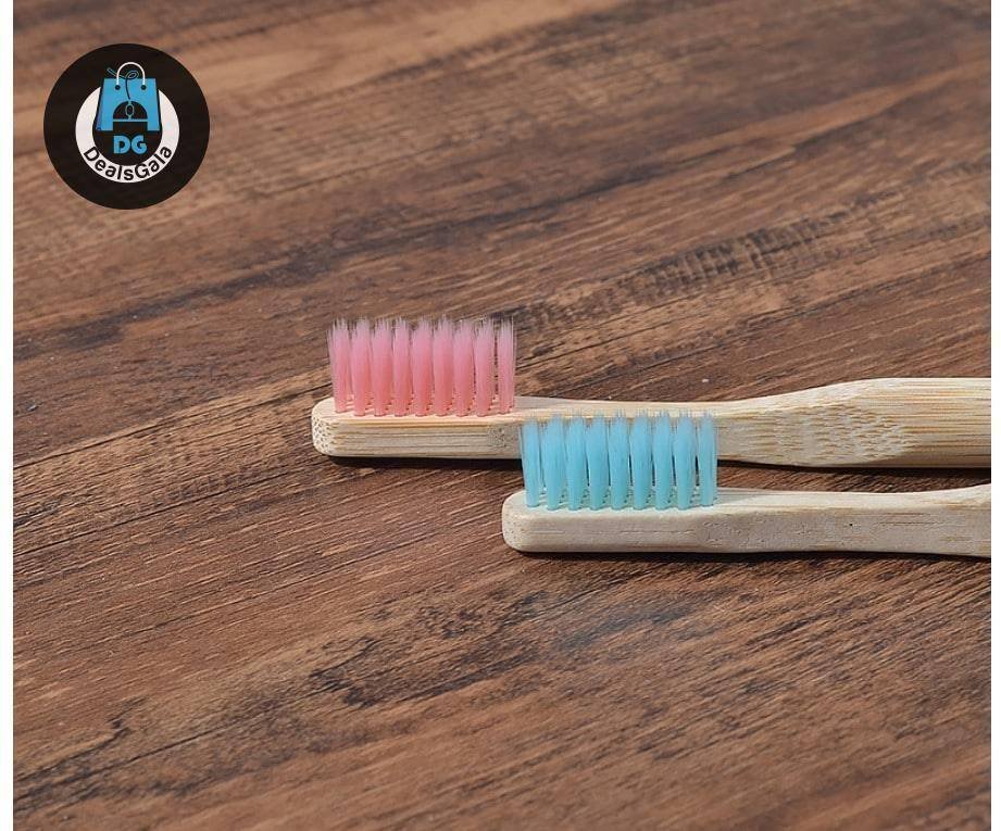 Color Block Bamboo Toothbrushes 5 Pcs Set