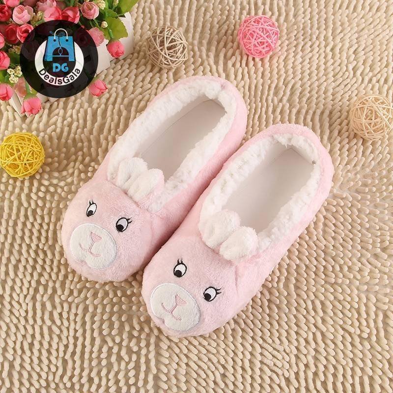 Women’s Animal Embroidered Slippers Slippers cb5feb1b7314637725a2e7: black cow|grey cat|pink rabbit