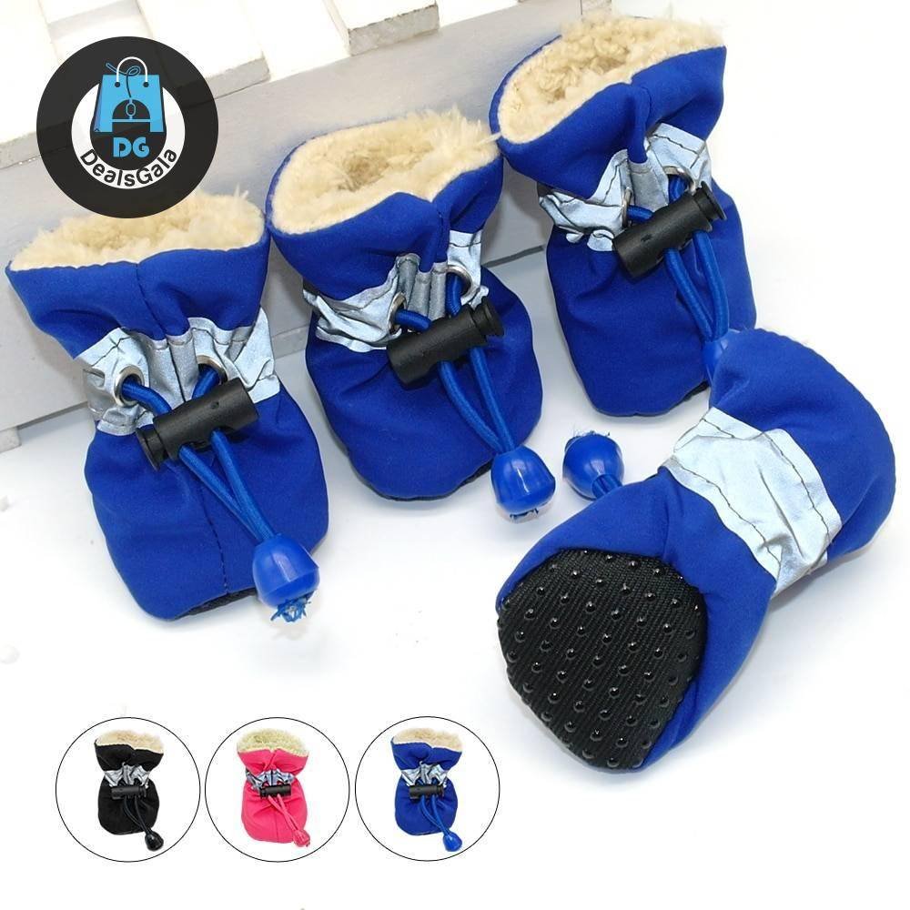 Waterproof Winter Shoes for Small Dogs and Puppies Set Pet supplies cb5feb1b7314637725a2e7: Black|Blue|Rose