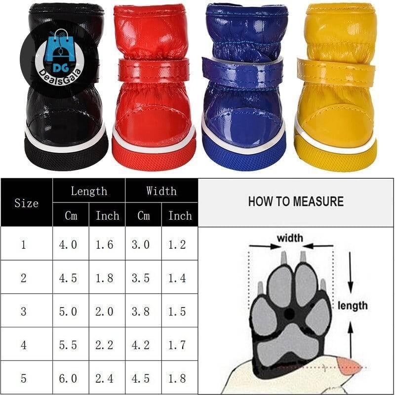 Warm Anti Slip Shoes for Dogs 4 pcs Set