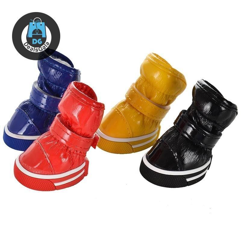 Warm Anti Slip Shoes for Dogs 4 pcs Set Pet supplies cb5feb1b7314637725a2e7: Black|Blue|Red|Yellow
