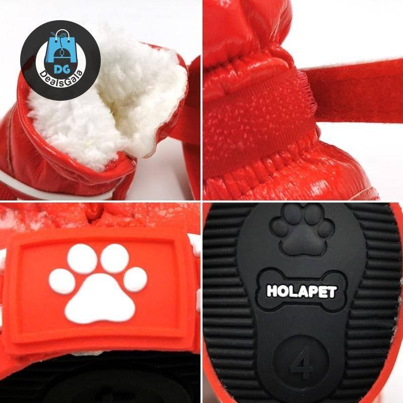 Warm Anti Slip Shoes for Dogs 4 pcs Set Pet supplies cb5feb1b7314637725a2e7: Black|Blue|Red|Yellow