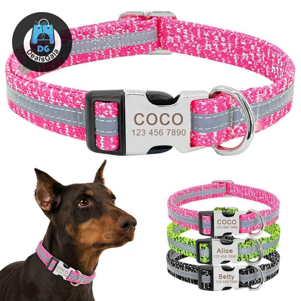 Dog’s Reflective Detail Printed Collar Pet supplies cb5feb1b7314637725a2e7: Black|Green|pink