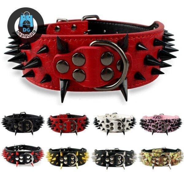 Spiked Leather Dog Collar Pet supplies cb5feb1b7314637725a2e7: Black|Black Black Spike|Black Red Spike|Brown|camouflage|Grey|Pink Black Spike|Pink Red Spike|Red|Red Black Spike|Red Red Spike|White Black Spike|White Red Spike