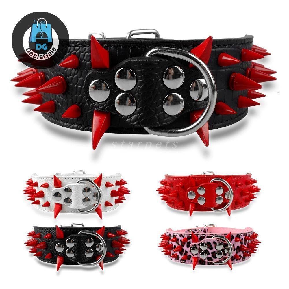 Spiked Leather Dog Collar Pet supplies cb5feb1b7314637725a2e7: Black|Black Black Spike|Black Red Spike|Brown|camouflage|Grey|Pink Black Spike|Pink Red Spike|Red|Red Black Spike|Red Red Spike|White Black Spike|White Red Spike