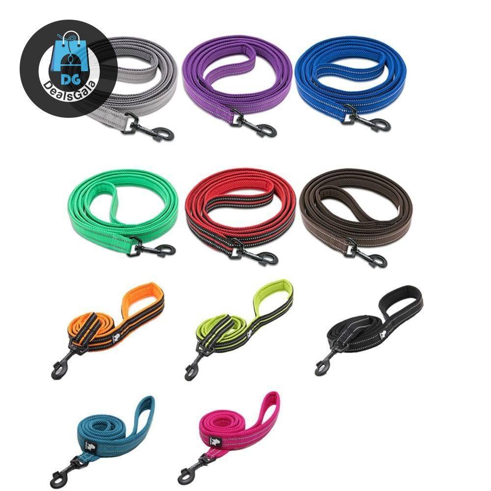 Soft Nylon Dog Leash with Reflective Stripes Pet supplies cb5feb1b7314637725a2e7: Black|Blue|Brown|Fuchsia|Grassgreen|Gray|neon Yellow|orange|Purple|Red|royalblue