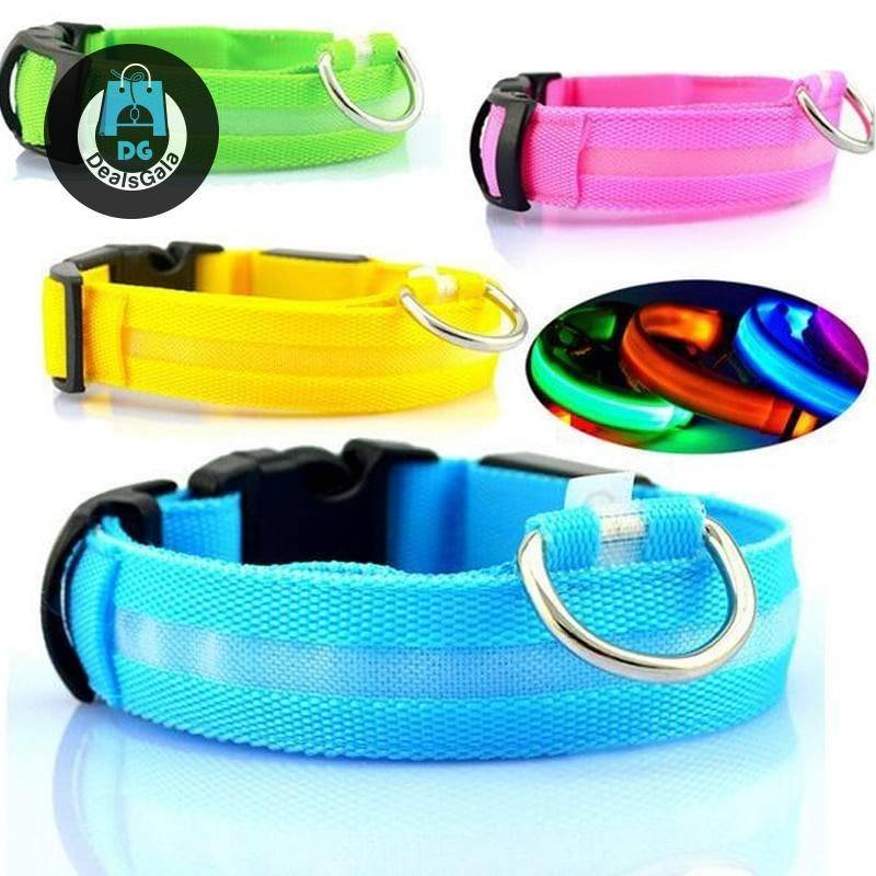 Safety LED Luminous Nylon Collar for Pets Pet supplies cb5feb1b7314637725a2e7: Blue|colorful RGB|Green|orange|pink|Red|Yellow