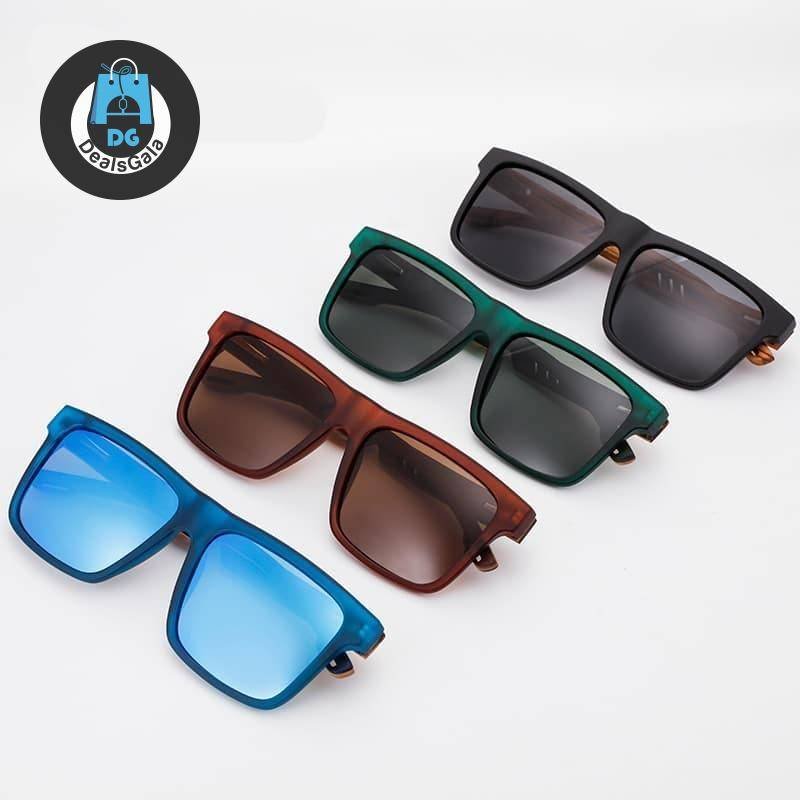 Men’s Polarized Square Sunglass with Wooden Temples Men's Glasses af7ef0993b8f1511543b19: Blue|Brown|G15|gray