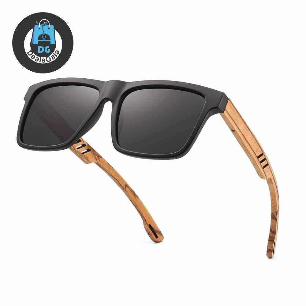 Men’s Polarized Square Sunglass with Wooden Temples Men's Glasses af7ef0993b8f1511543b19: Blue|Brown|G15|gray